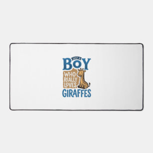 Just A Boy Who Loves Giraffes Vintage Shirt Design Desk Mat