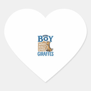 Just A Boy Who Loves Giraffes Vintage Shirt Design Heart Sticker