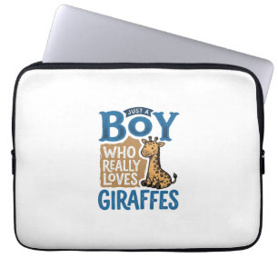 Just A Boy Who Loves Giraffes Vintage Shirt Design Laptop Sleeve