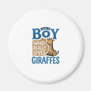Just A Boy Who Loves Giraffes Vintage Shirt Design Magnet