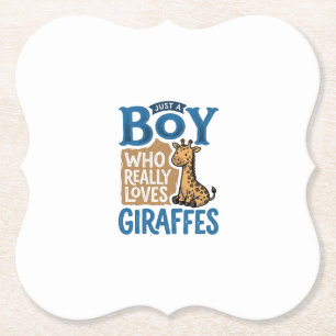 Just A Boy Who Loves Giraffes Vintage Shirt Design Paper Coaster