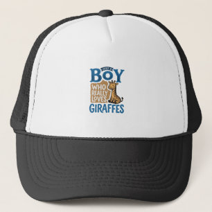 Just A Boy Who Loves Giraffes Vintage Shirt Design Trucker Hat