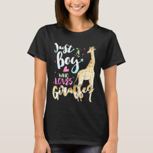 Just A Boy Who Loves Giraffes Watercolor Giraffe T-Shirt