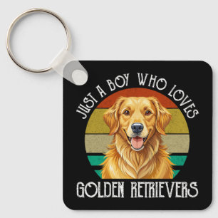 Just A Boy Who Loves Golden Retrievers Key Ring