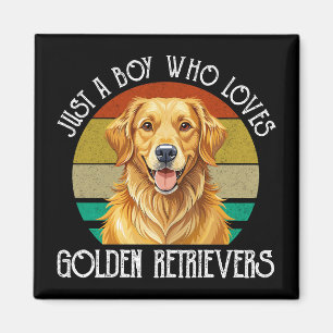 Just A Boy Who Loves Golden Retrievers Magnet