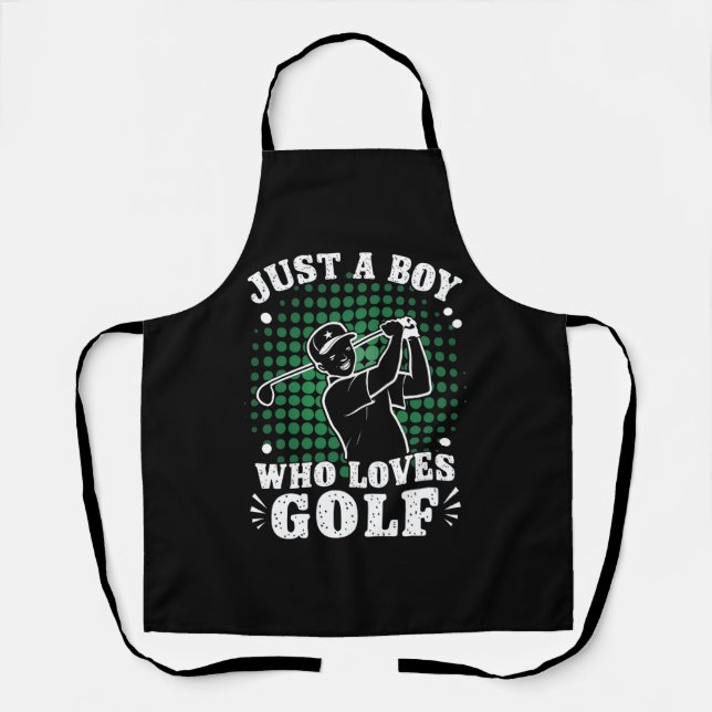 Just a Boy who loves Golf Club Golfer Golfing Apron (Front)
