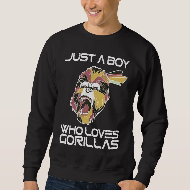 Just A Boy Who Loves Gorillas Largest Primate Gori Sweatshirt (Front)