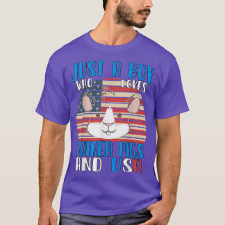 Just A Boy Who Loves Guinea Pigs And Usa3397  T-Shirt