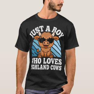 Just A Boy Who Loves Highland Cows Western Boys T-Shirt