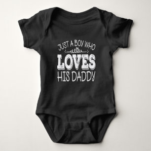 Just A Boy Who Loves His Daddy Cool Birthday Party Baby Bodysuit