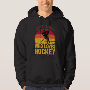 Just A Boy Who Loves Hockey Funny Ice Hockey Frisb Hoodie