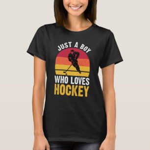 Just A Boy Who Loves Hockey Ice Hockey Frisbee T-Shirt