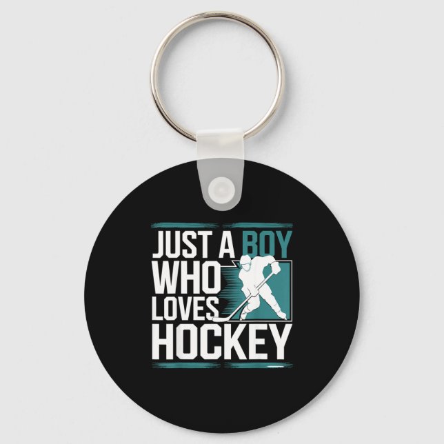 Just A Boy Who Loves Hockey  Key Ring (Front)