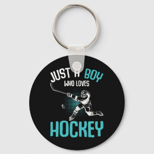 Just A Boy Who Loves Hockey Player Ice Hockey Kids Key Ring