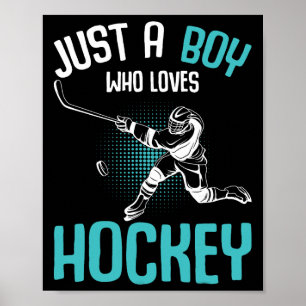 Just A Boy Who Loves Hockey Player Ice Hockey Kids Poster