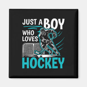 Just A Boy Who Loves Hockey Player Youth Boys Kids Magnet