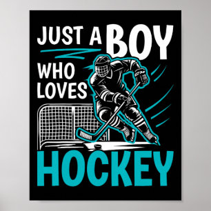 Just A Boy Who Loves Hockey Player Youth Boys Kids Poster