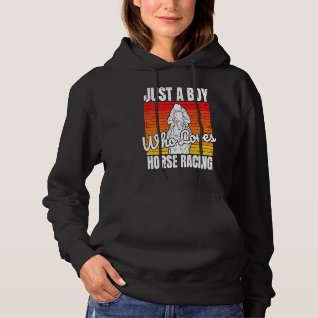 Just A Boy Who Loves Horse Racing Horse Racing Bet Hoodie (Front)