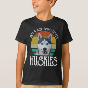 Just A Boy Who Loves Huskies T-Shirt