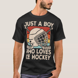 Just A Boy Who Loves Ice Hockey Retro Ice Hockey P T-Shirt