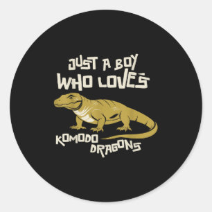 Just A Boy Who Loves Komodo Dragons Reptile Animal Classic Round Sticker