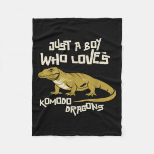 Just A Boy Who Loves Komodo Dragons Reptile Animal Fleece Blanket