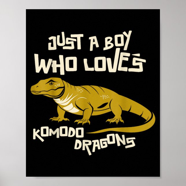 Just A Boy Who Loves Komodo Dragons Reptile Animal Poster (Front)