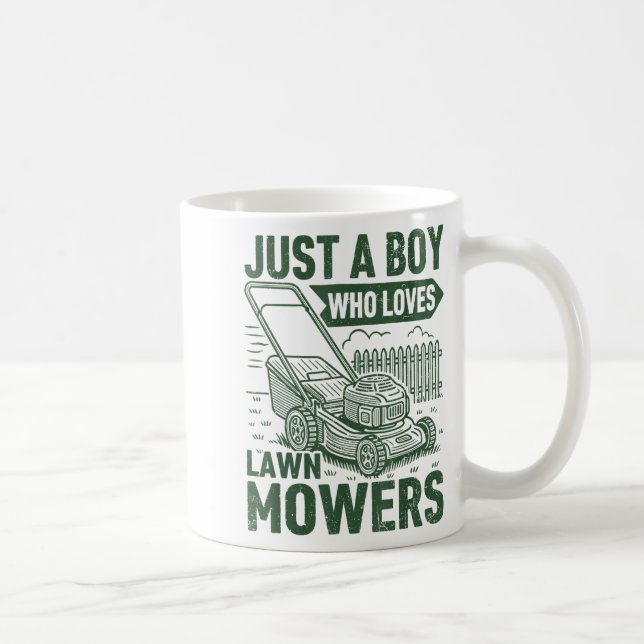 Just A Boy Who Loves Lawn Mowers Lawn Garden  Coffee Mug (Right)