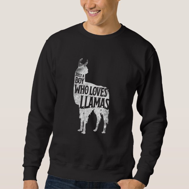 Just A Boy Who Loves Llamas Llama Boys Girls Costu Sweatshirt (Front)
