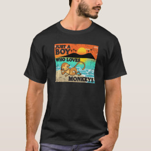 Just A Boy Who Loves Monkeys Mens Animal Retro 3 T-Shirt