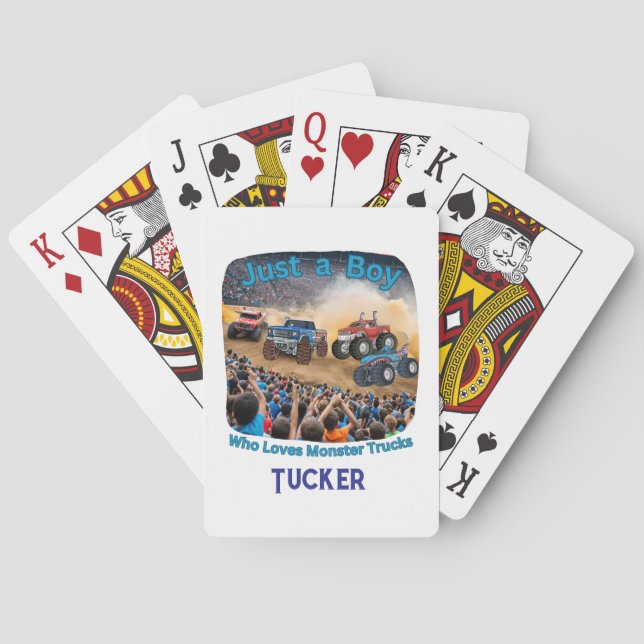 Just a Boy who Loves Monster Trucks Playing Cards (Back)