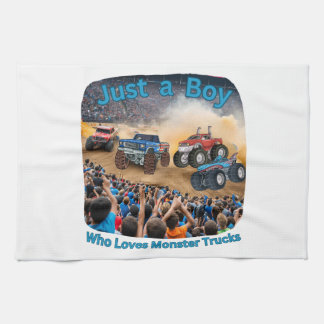 Just a Boy who Loves Monster Trucks Tea Towel