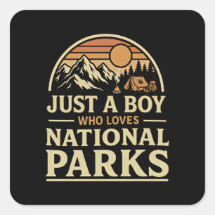 Just a Boy Who Loves National Parks Square Sticker