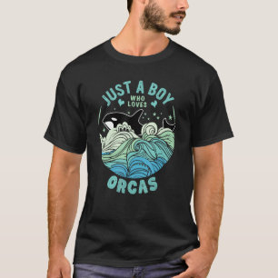 Just A Boy Who Loves Orcas Kids Boys Killer Whale T-Shirt