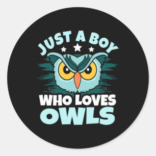 Just A Boy Who Loves Owls Classic Round Sticker