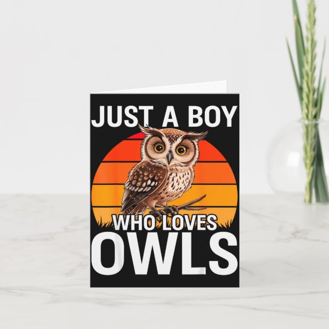 Just A Boy Who Loves Owls For Toddlers Boys Kids B Card (Front)