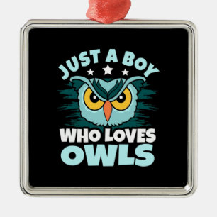 Just A Boy Who Loves Owls Metal Ornament