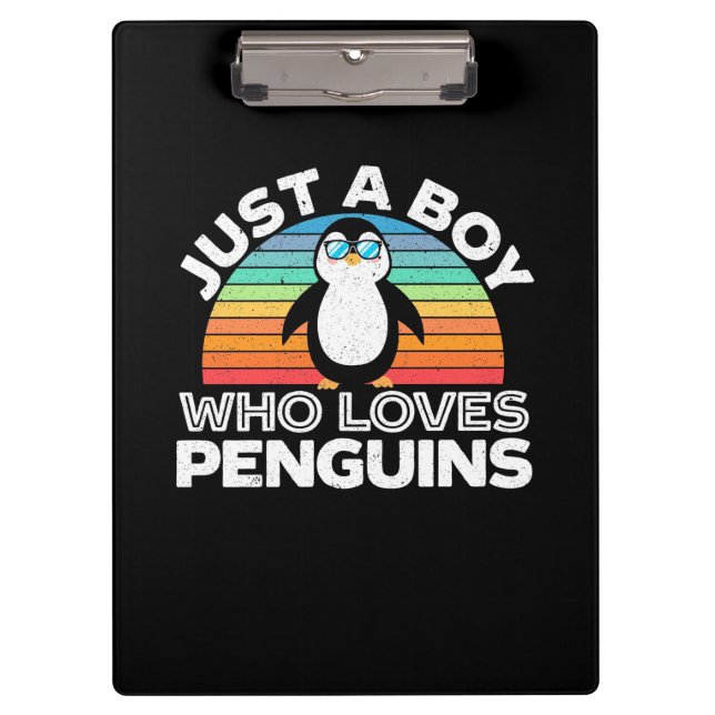 Just A Boy Who Loves Penguins Clipboard (Front)