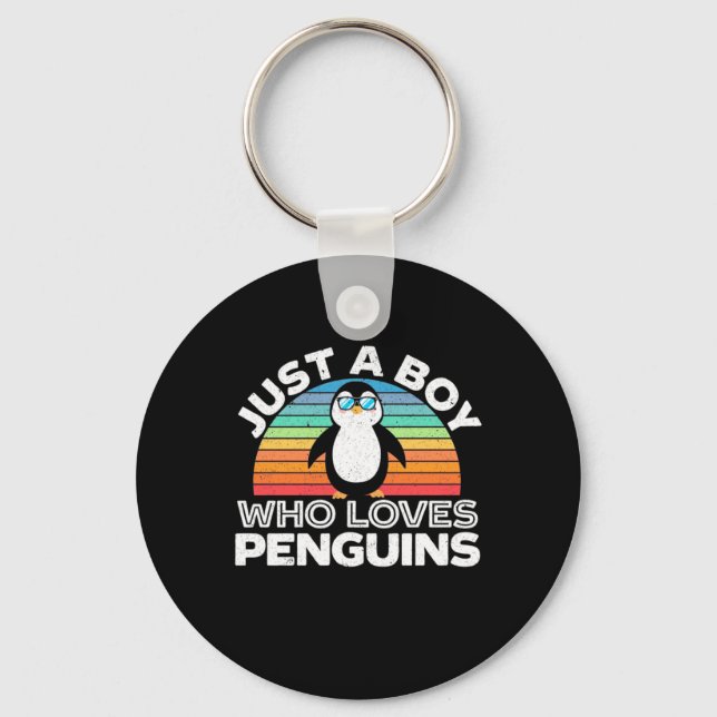 Just A Boy Who Loves Penguins Key Ring (Front)
