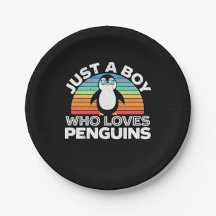 Just A Boy Who Loves Penguins Paper Plate