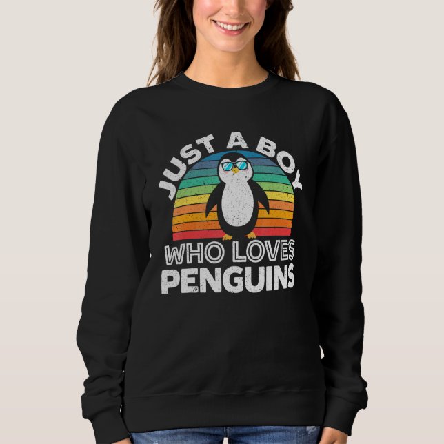 Just A Boy Who Loves Penguins Penguin Boy Ice Bird Sweatshirt (Front)