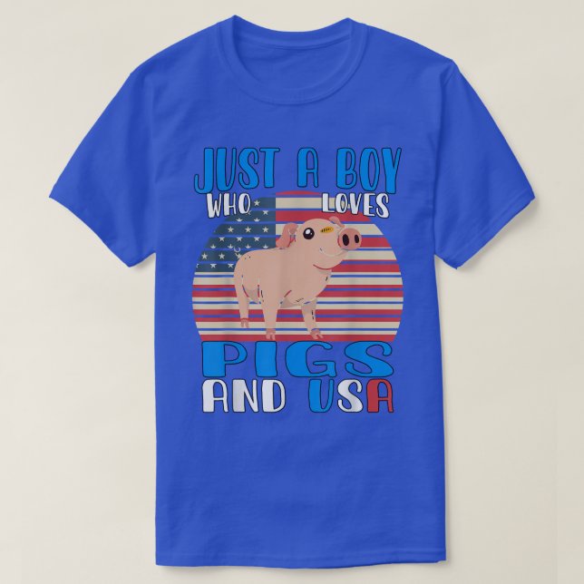 Just A Boy Who Loves Pigs And Usa 3408  T-Shirt (Design Front)