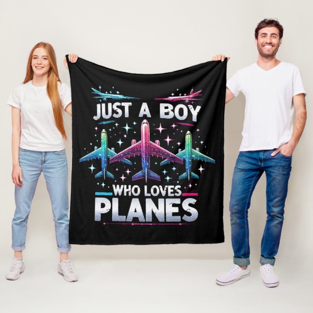 Just A Boy Who Loves Planes Fleece Blanket (In Situ)