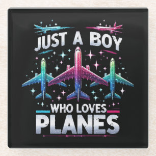 Just A Boy Who Loves Planes Glass Coaster
