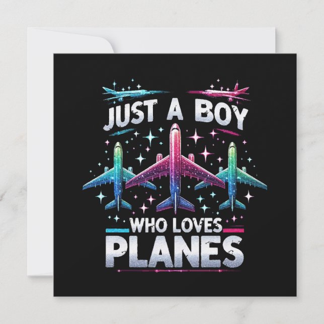 Just A Boy Who Loves Planes Invitation (Front)
