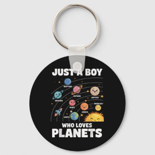Just A Boy Who Loves Planets Solar System Science Key Ring