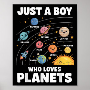 Just A Boy Who Loves Planets Solar System Science  Poster