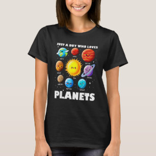 Just A Boy Who Loves Planets Solar System Space Sc T-Shirt