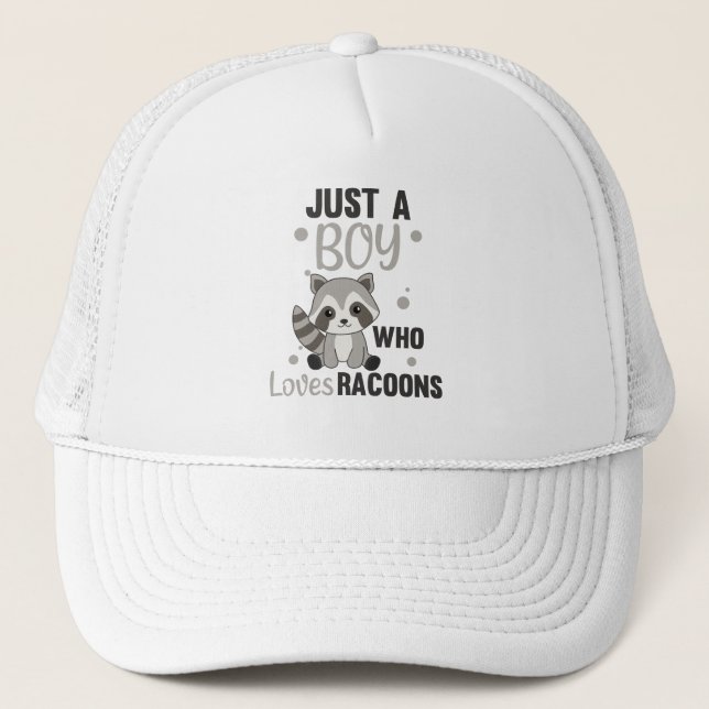 Just A Boy Who Loves Racoons Kawaii Racoon Trucker Hat (Front)