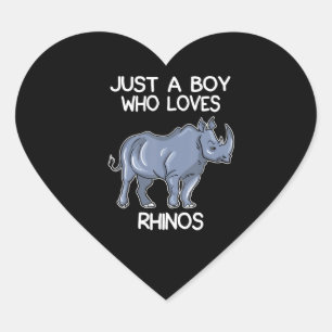 Just A Boy Who Loves Rhinos Lover Gift Rhinoceros Heart Sticker